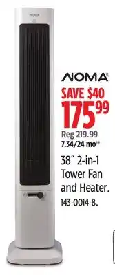 Canadian Tire NOMA 38˝ 2-in-1 Tower Fan and Heater offer