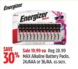 Canadian Tire Energizer MAX Alkaline Battery Packs offer