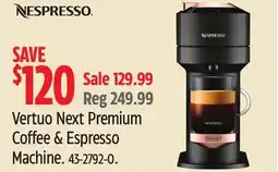 Canadian Tire Vertuo Next Premium Coffee & Espresso Machine offer