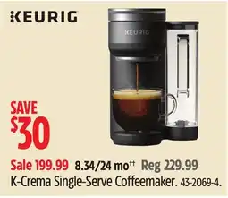 Canadian Tire Keurig K-Crema Single-Serve Coffeemaker offer