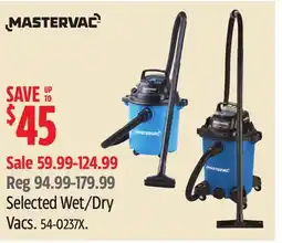 Canadian Tire Selected Wet/Dry Vacs offer