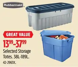 Canadian Tire Rubbermaid Selected Storage Totes offer
