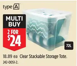 Canadian Tire type A Clear Stackable Storage Tote offer