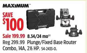 Canadian Tire Plunge/Fixed Base Router Combo offer