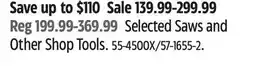 Canadian Tire Mastercraft Selected Saws and Other Shop Tools offer