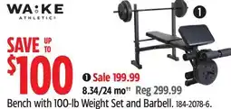 Canadian Tire Bench with 100-lb Weight Set and Barbell offer