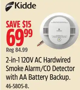 Canadian Tire Kidde 2-in-1 120V AC Hardwired Smoke Alarm offer