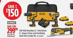 Canadian Tire 20V MAX Brushless 1⁄2˝ Drill/Driver, 1⁄4˝ Impact Driver and Oscillating Multi-Tool Combo Kit offer