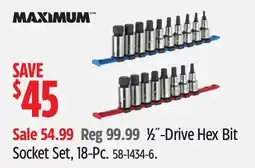 Canadian Tire MAXIMUM 1⁄2˝-Drive Hex Bit Socket Set offer