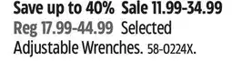 Canadian Tire Selected MAXIMUM Adjustable Wrenches offer