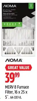 Canadian Tire MERV 8 Furnace Filter, 16 x 25 x 5˝ offer