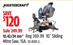 Canadian Tire Mastercraft 10˝ Sliding Mitre Saw, 15A offer