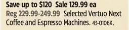 Canadian Tire Selected Vertuo Next Coffee and Espresso Machines offer