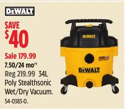 Canadian Tire DEWALT 34L Poly Stealthsonic Wet/Dry Vacuum offer