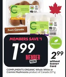Sobeys ORGANIC Whole White or Cremini Mushrooms offer