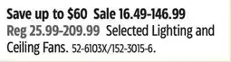 Canadian Tire Canvas Selected Lighting and Ceiling Fans offer