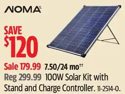 Canadian Tire Noma 100W Solar Kit with Stand and Charge Controller offer