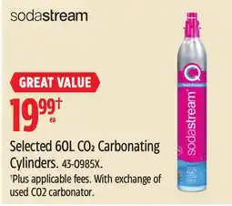 Canadian Tire SODASTREAM Selected 60L CO2 Carbonating Cylinders offer