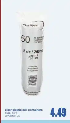 Wholesale Club CLEAR PLASTIC DELI CONTAINERS, 8 OZ, 50'S offer