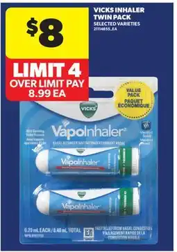 Real Canadian Superstore VICKS INHALER TWIN PACK offer