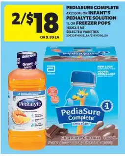 Real Canadian Superstore PEDIASURE COMPLETE, 4X235 ML OR INFANT'S PEDIALYTE SOLUTION, 1 L OR FREEZER POPS, 16X62.5 ML offer