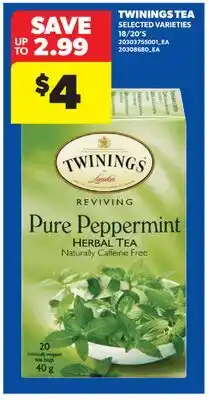 Real Canadian Superstore TWININGS TEA, 18/20' S offer