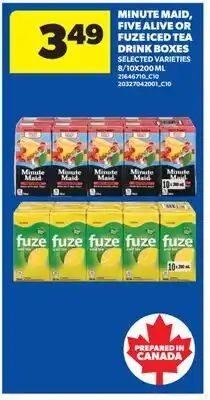 Real Canadian Superstore MINUTE MAID, FIVE ALIVE OR FUZE ICED TEA DRINK BOXES, 8 offer