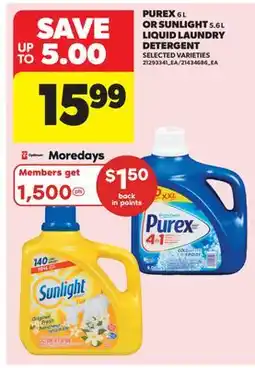 Real Canadian Superstore PUREX, 6 L OR SUNLIGHT, 5.6 L LIQUID LAUNDRY DETERGENT offer