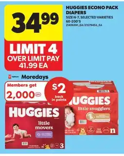Real Canadian Superstore HUGGIES ECONO PACK DIAPERS, 60-200' S offer