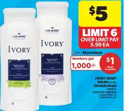Real Canadian Superstore IVORY BODY WASH, 621 ML OR BAR SOAP offer