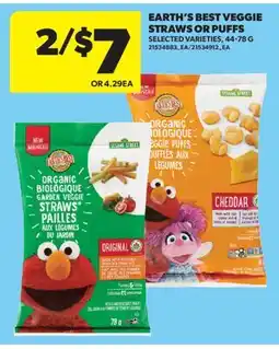 Real Canadian Superstore EARTH'S BEST VEGGIE STRAWS OR PUFFS offer