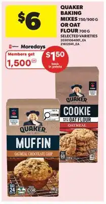 Real Canadian Superstore QUAKER BAKING MIXES, 750/900 G OR OAT FLOUR offer