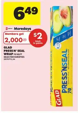 Real Canadian Superstore GLAD PRESS N' SEAL WRAP, 70 SQ FT offer