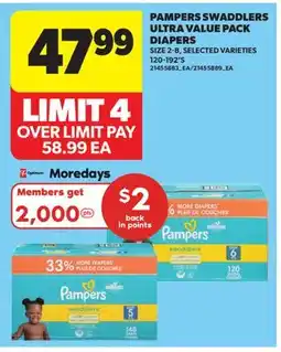 Real Canadian Superstore PAMPERS SWADDLERS ULTRA VALUE PACK DIAPERS, 120-192' S offer