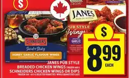 Food Basics JANES PUB STYLE BREADED CHICKEN WINGS OR SCHNEIDERS CHICKEN WINGS OR DIPS offer