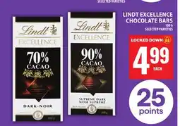Food Basics LINDT EXCELLENCE CHOCOLATE BARS offer