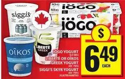 Food Basics IÖGO YOGURT OR LIBERTÉ OR OÎKOS GREEK YOGURT OR SIGGI'S SKYR YOGURT offer
