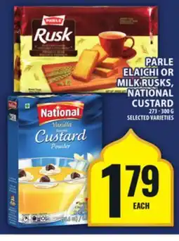 Food Basics PARLE ELAICHI OR MILK RUSKS, NATIONAL CUSTARD offer