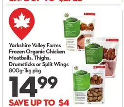 Longo's Frozen Organic Chicken Meatballs, Thighs, Drumsticks or Split Wings offer