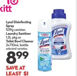 Longo's Disinfecting Spray 539g canister, Laundry Sanitizer 1.2L pkg or Toilet Bowl Cleaner 2x710mL bottle offer