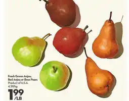 Longo's Fresh Green Anjou, Red Anjou or Bosc Pears offer
