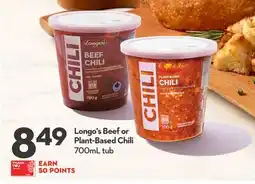 Longo's Beef or Plant-Based Chili offer
