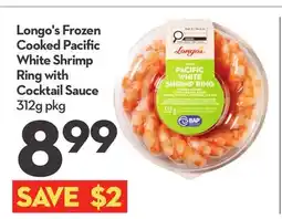 Longo's Frozen Cooked Pacific White Shrimp Ring with Cocktail Sauce offer
