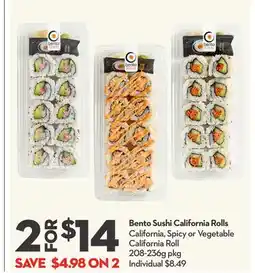 Longo's Bento Sushi California Rolls offer