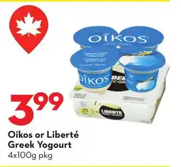 Longo's Oikos or Liberté Greek Yogourt offer