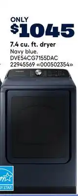 RONA SAMSUNG 7.4 cu. ft. dryer offer