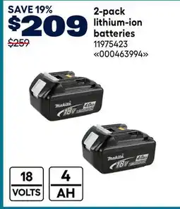 RONA Makita 2-pack lithium-ion batteries offer