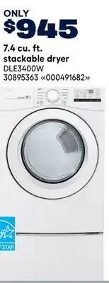RONA LG 7.4 cu. ft. stackable dryer offer