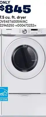 RONA SAMSUNG 7.5 cu. ft. dryer offer