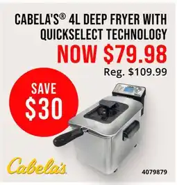 Cabela's CABELA'S 4L DEEP FRYER WITH QUICKSELECT TECHNOLOGY offer